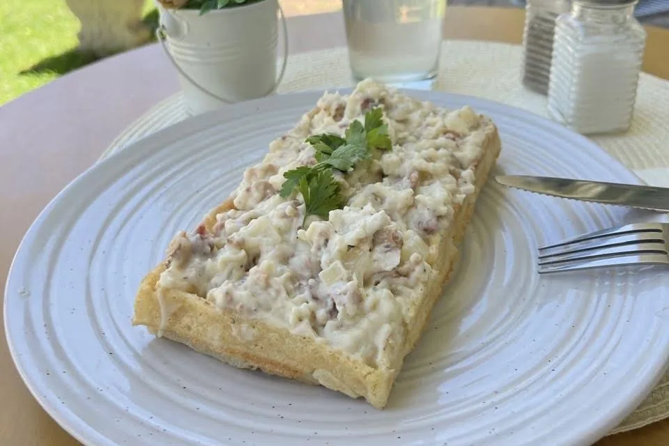 Waffle de Bruselas tipo vol-au-vent con perejil